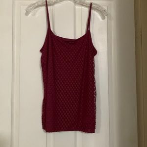 Blouse with adjustable straps, maroon color, lace front, plain back